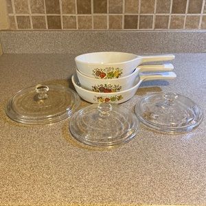 Vintage Corning Ware Spice of Life Sauce Pan Set